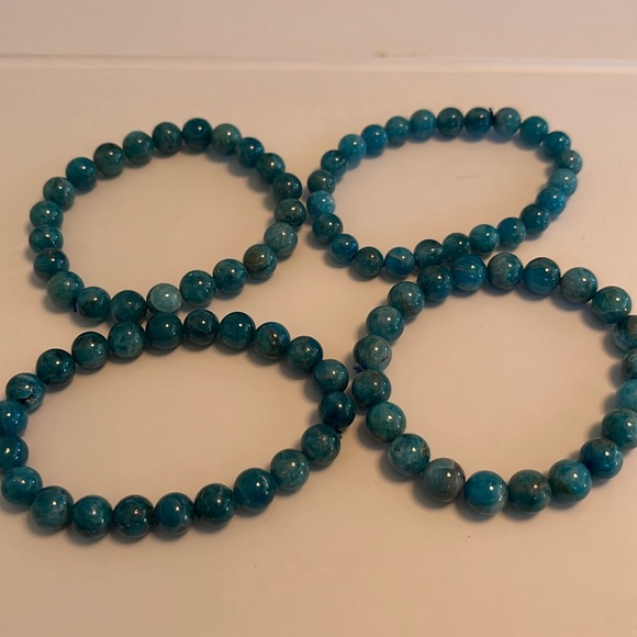 CRYSTAL BLUE APATITE BEADED BRACELETS. 4 PACK. NWOT. - Picture 1 of 5